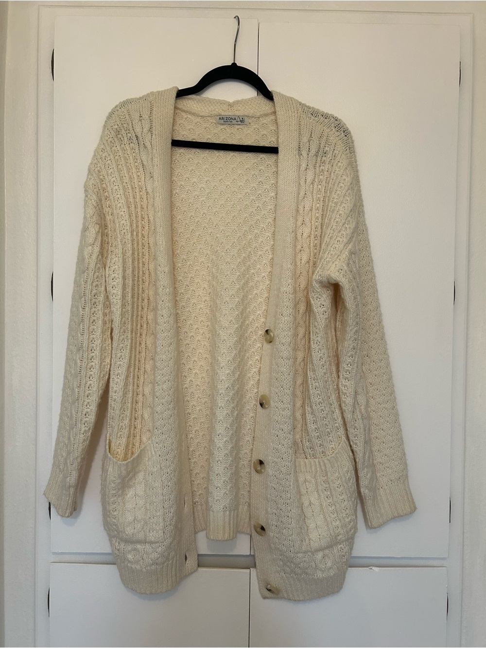 Cream Cable Knit Button-Front Women’s Sweater Cardigan (size small)